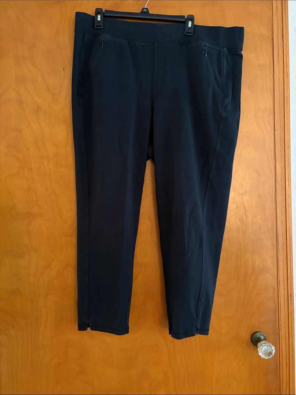 Talbots Black Stretch Track Pants with Zip Pockets
